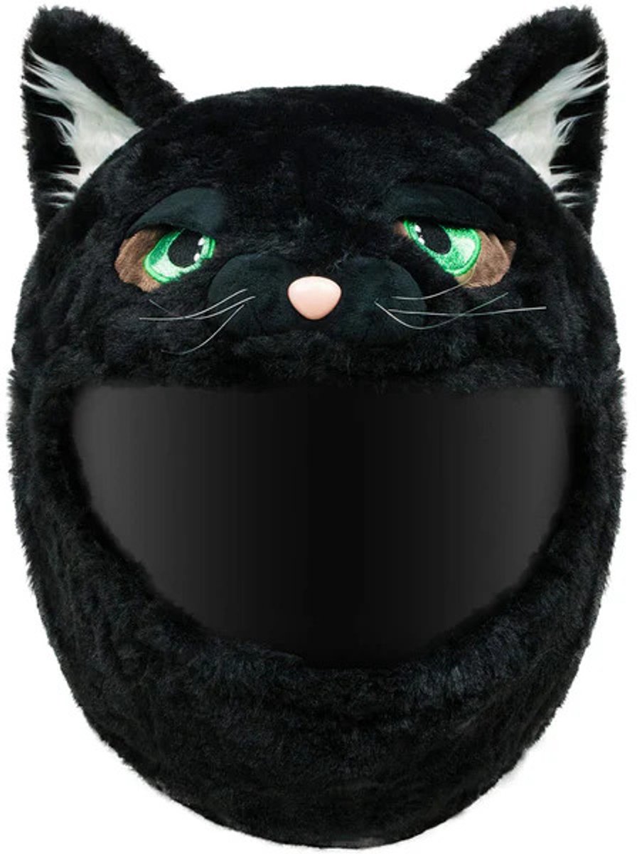 Helmhoes – Zwarte Kat – Pluche Motorhelm Decoratie – Helm Mascotte – Universeel Motorhelm Accessoire