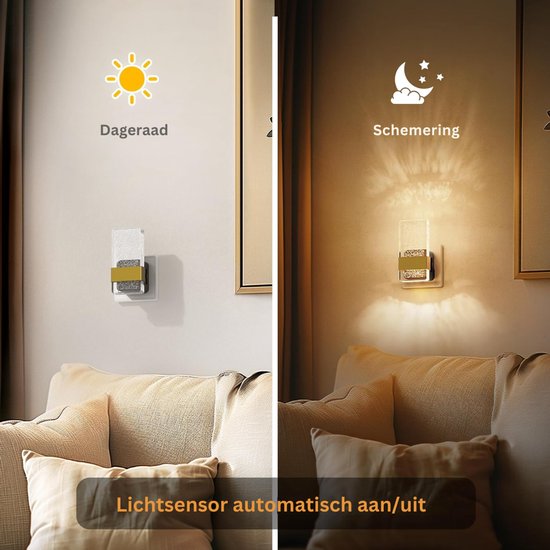 HEZIVO® Stopcontact Lampje - Stekkerlamp met Schemersensor - Stekker Lamp - Instelbare Helderheid - Goud van hezivo — afbeelding 3