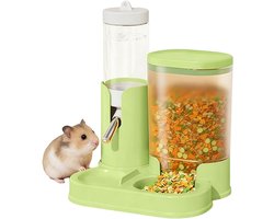 JeiibrZui HamsterVoeding Set - 2-in-1 Voer-en Waterautomaat - 320 ml Voerbak en 80 ml Lekkagevrije Fles - Roestvrij Staal - Voor Hamsters, Cavia's en Konijnen - Hygiënisch Ontwerp voor Dagelijks Gebruik