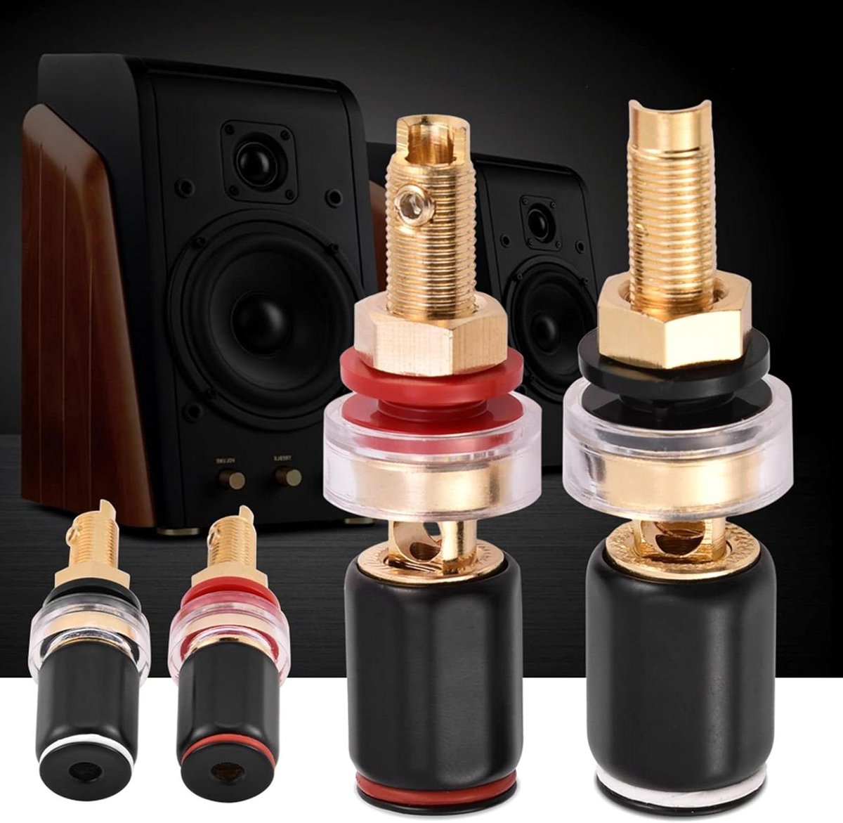 Luidspreker Connector - Adapter Klem - Audio Verbinding - Vrij Lasbaar - 4 mm - Zwart Rood