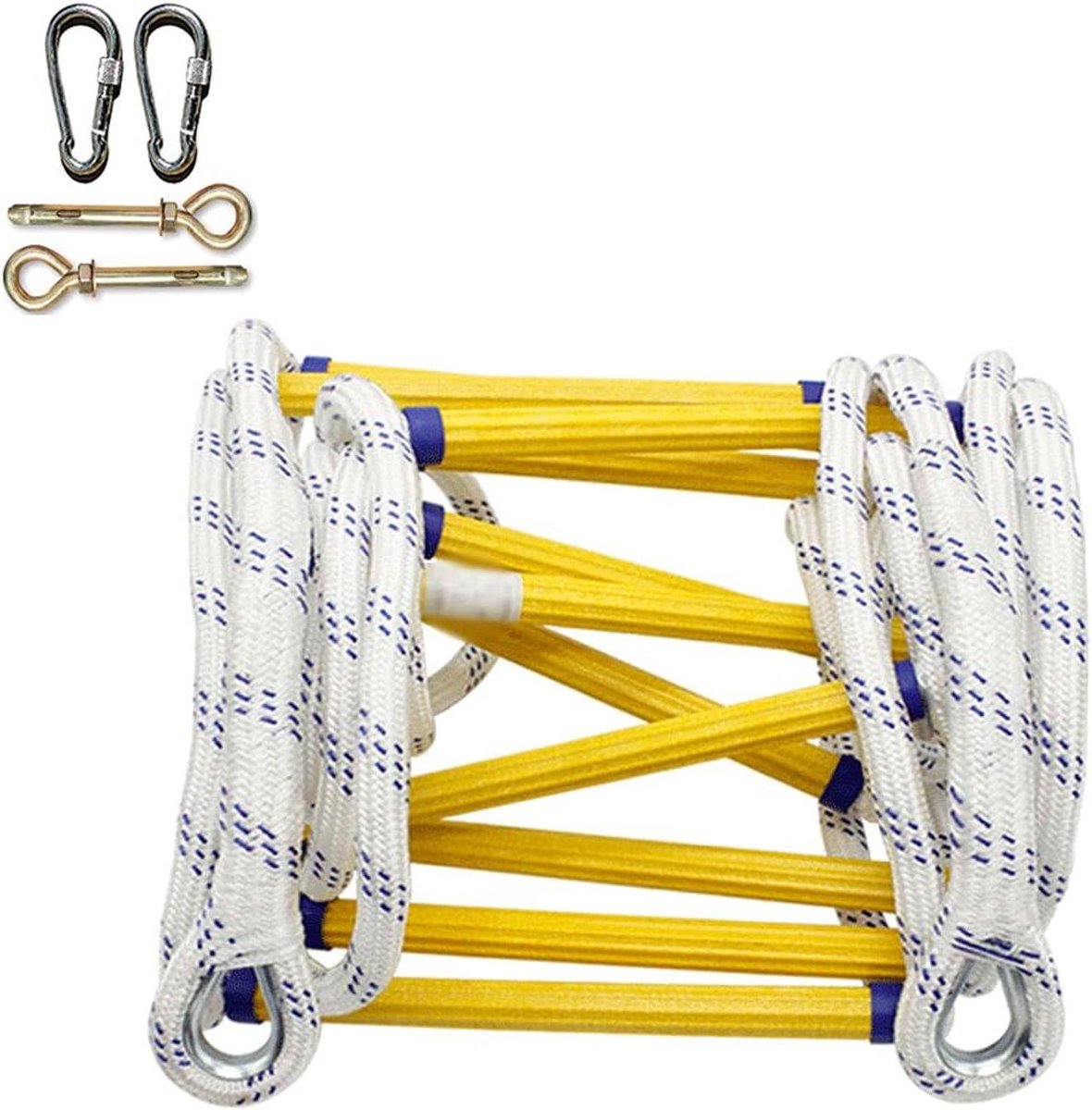 Touwladder - Reddingsladder Veiligheidsladder - Nood Evacuatie - Antislip Sporten - 12 Meter - Zwart
