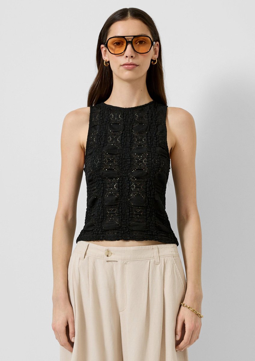 Jersey top met transparant structuurpatroon