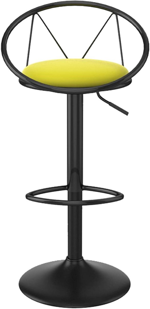 Barkruk - Stoel met rugleuning - Comfortabel zitten - Verstelbare hoogte - 62-78 cm - Geel