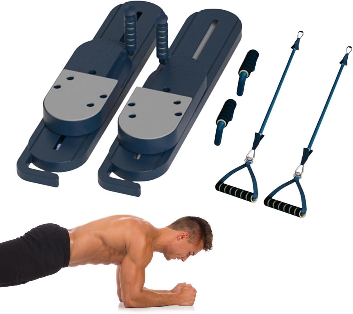 Pilates Board Set - Split Reformer - Full Body Training - Automatische Terugslag - 85 cm - Blauw