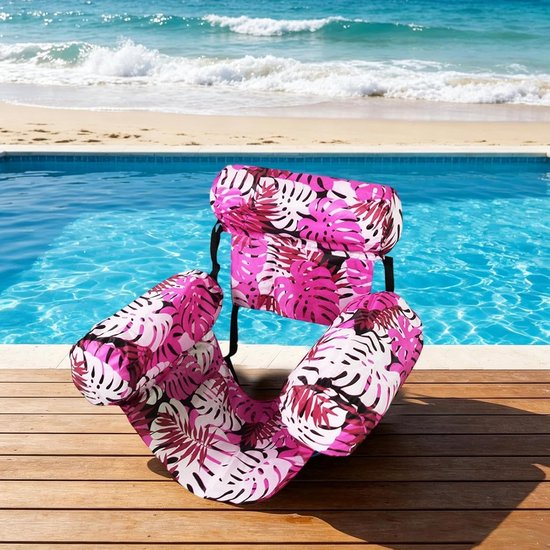 Drijvende Zwembadstoel - Opblaasbare Ligstoel - Ontspannen in Water - Ergonomische Rugsteun - 90x40.5x61 cm - Roze Rood — afbeelding 2