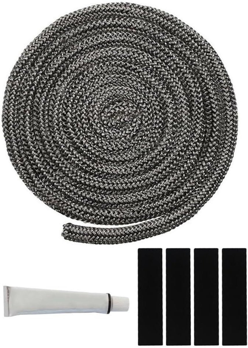 Vuurvast Afdichtingskoord - Kachel Touw - Kachel Afdichting - Hoge Temperatuur Bestendig - 6 mm - Zwart