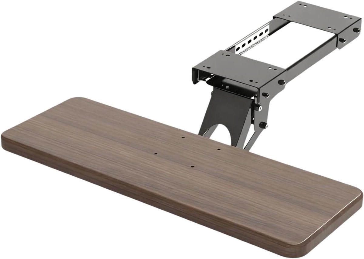Toetsenbordlade Onder Bureau - Uitschuifbaar Platform - Werkruimte Optimaliseren - Ruimtebesparend Ontwerp - Tot 75 cm - Zwart