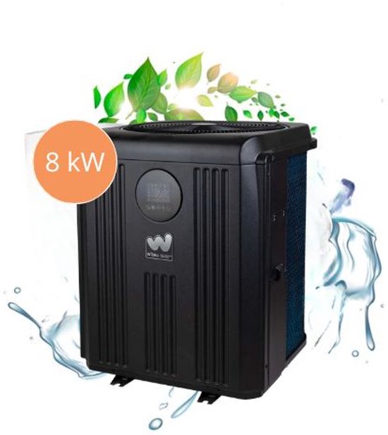 W’eau Vertical Full Inverter Zwembad Warmtepomp – 8kW – Energiezuinige Verwarming – Verticaal Model (Fluisterstil & Ruimtebesparend) – Met Wi-Fi App