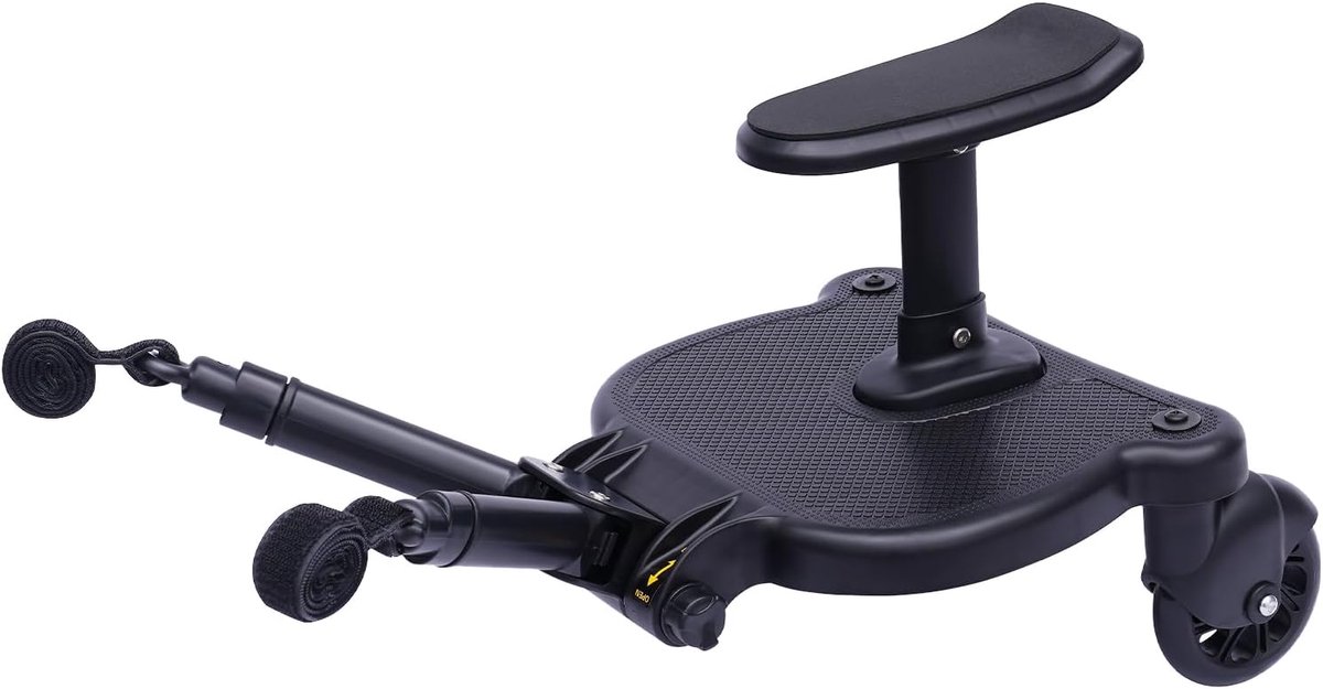 Meerijdplankje Kinderwagen - Buggy Board - Extra kind meenemen - Met afneembare zitting - Tot 25 kg - Zwart