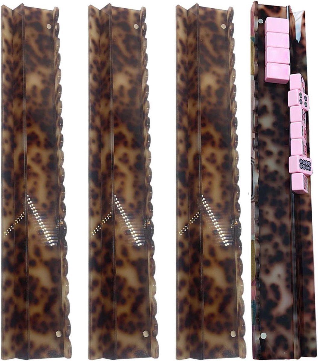 Mahjong Tegelrekken - Spel Accessoires - Tafelspellen Spelen - Soepele Push Functie - Set van 4 - Transparant