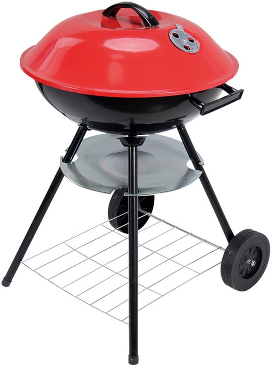 Draagbare houtskoolgrill van 43 cm robuuste bolvormige grill en rookoven geschikt voor kamperen terrassen achtertuinen en picknicks — afbeelding 4