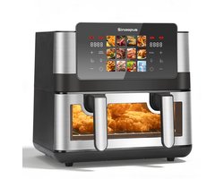 Sinaopus XXL Airfryer 9L 905A – Met Dubbele Mand – 12 Kookprogramma’s – Onafhankelijke Snelle Opwarming – Geschikt voor Gezinnen – Kijkvenster – Eenvoudig te Reinigen – Capaciteit voor 4 tot 5 Personen