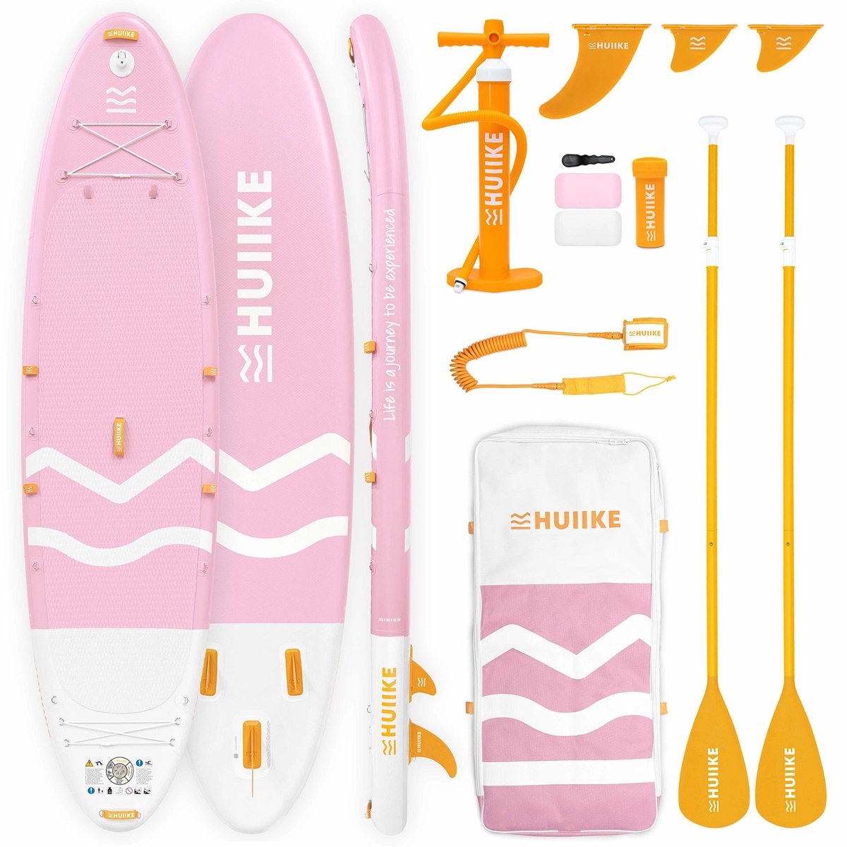 HUIIKE SUP Board - Opblaasbaar Paddle Board 2 Personen met Accessoires, Peddel, Vinnen, Pomp - Stand Up Paddle Hoge Stabiliteit - 365 x 89 x 15 cm - Max. 170 kg