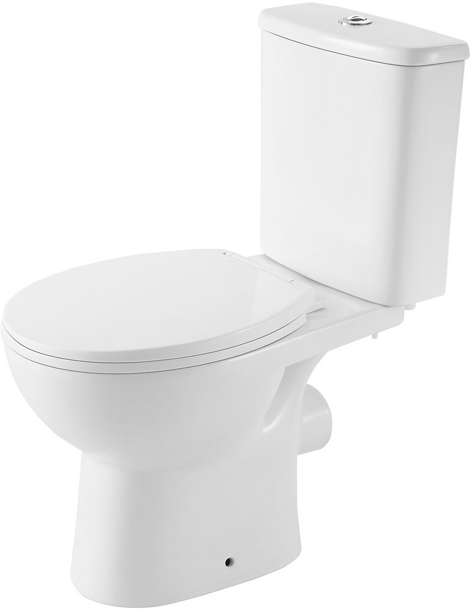 Compleet staand toilet Xellanz duoblok PK uitgang en rimless met toiletzitting in glans wit