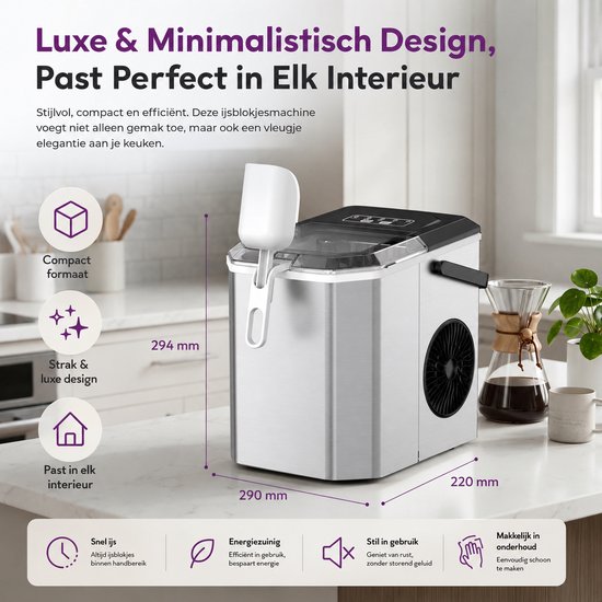 Celestul IJsblokjesmachine - Draagbare Elektrische IJsmachine - Ice Maker - Zelfreinigend - Snelle Productie van IJsklontjes - Compact voor Thuis, Camping en Kantoor — afbeelding 5