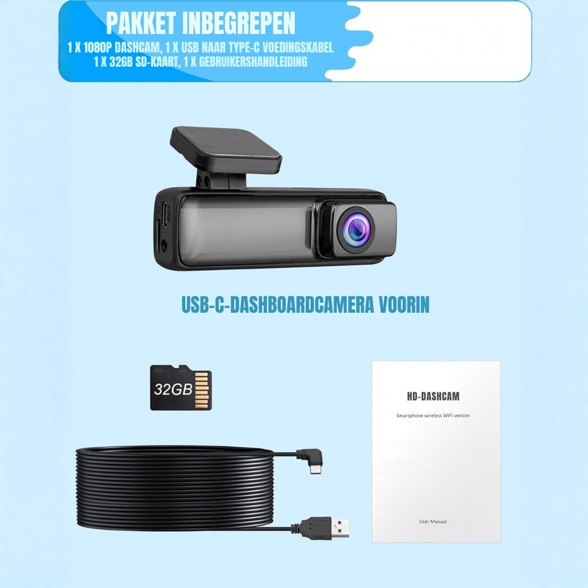 TIM® Dashcam voor Auto Voor en Achter - Dashcam - Zwart - 14cm x 6cm x 13cm – foto 7