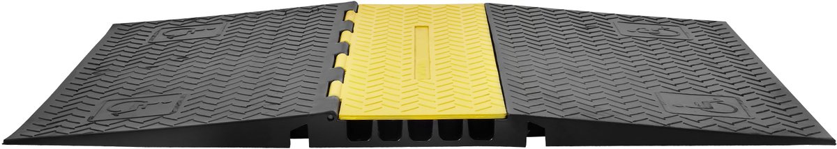 5-Kanaals Kabelbeschermingsramp van Rubber, 114,5 X 80 X 5 cm, Draagkracht 10.000 kg, Antislip Ontwerp, Geschikt voor Parkeerplaatsen