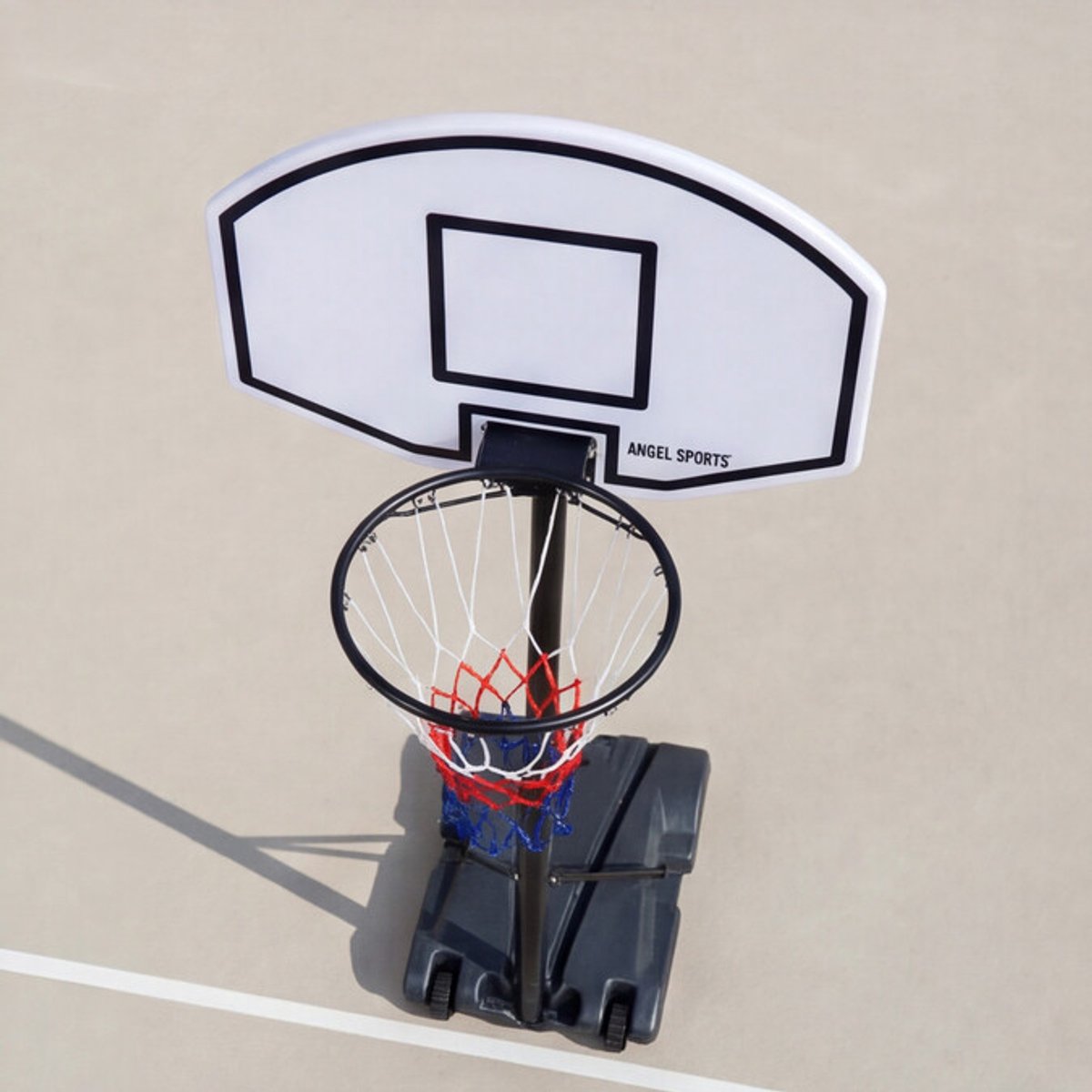 Basketbalstandaard Verstelbaar 155–215 cm – Met Basketbalring Ø 40 cm & Nylon Net – Metalen Frame – PE Backboard 71x45 cm – Verplaatsbare Basketbalpaal – Engelhart — afbeelding 5