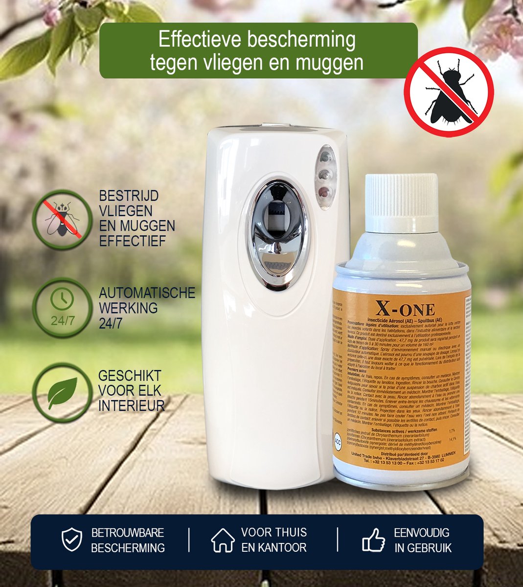 X-one Insectenspray + Air-Free automatische dispenser