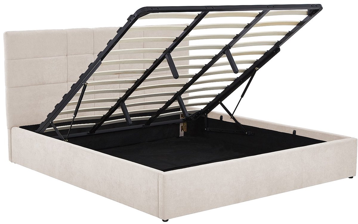 Vente-unique Bed met opbergruimte stof beige 200 x 200 cm