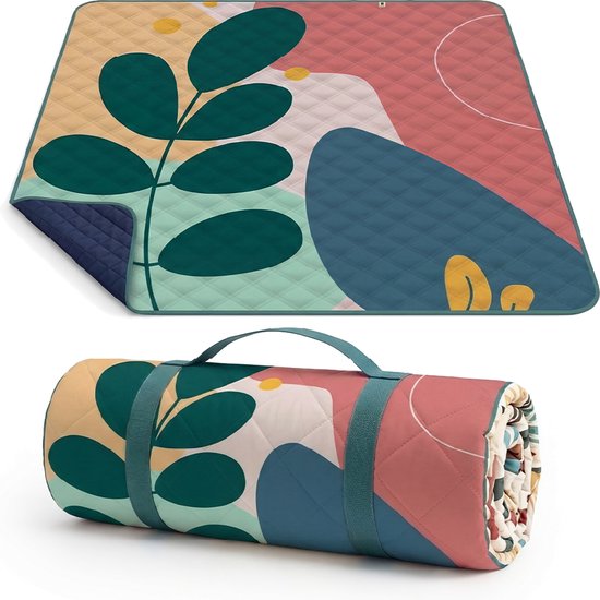 Picknickkleed waterdicht 200x200cm XL - zacht gevuld en wasbaar picknickdeken - picknick kleed / picnic blanket - ModernBotanic