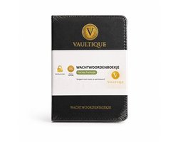 Vaultique SecureBook - Wachtwoordenboekje - A6 Pocket Formaat - Luxe PU Leer - Zwart
