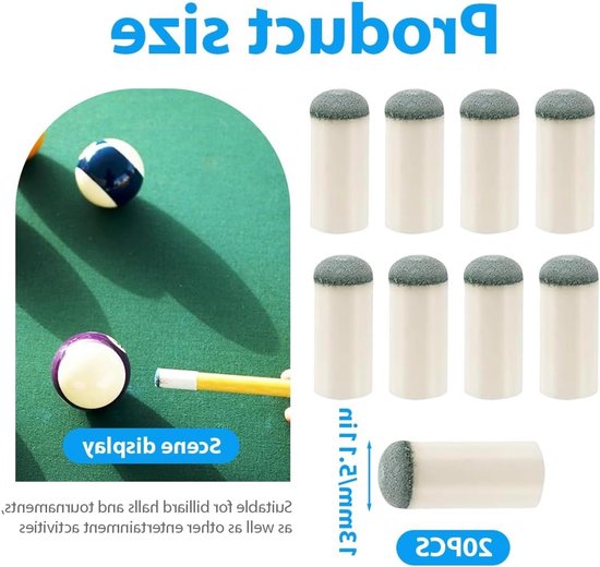 Dailygoods- Biljartkeuzetstukken 20 Stuks - Vervangende Punten - Biljarttafelaccessoires - Biljartkeu Eindstuk (13 mm) - Ideaal voor Toernooien - Beschermt en Verstevigt - Biljartpunten van Dailygoods — afbeelding 5
