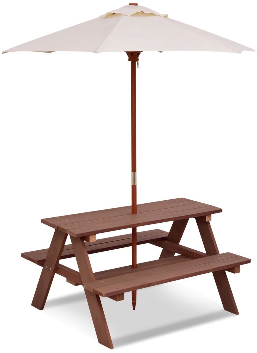 GranMaison Picknicktafel - Kinderen - Tuintafel - Multifunctionele Picknick tafel - Speeltafel - Geschikt voor Buiten - Walnoot