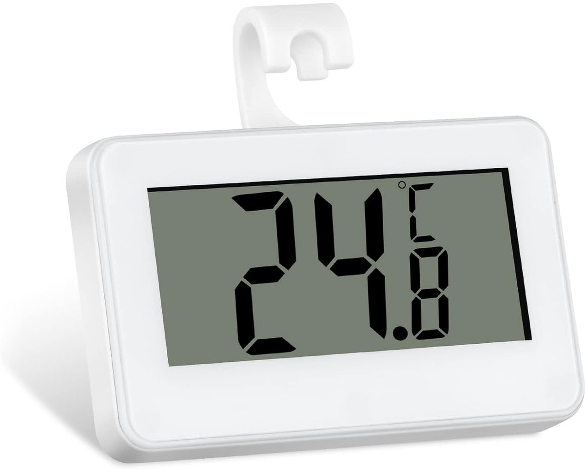 Digitale Thermometer - Koelkast Vriezer - Temperatuur Bewaken - Waterdicht LCD Display - ±1°C Precisie - Wit Grijs