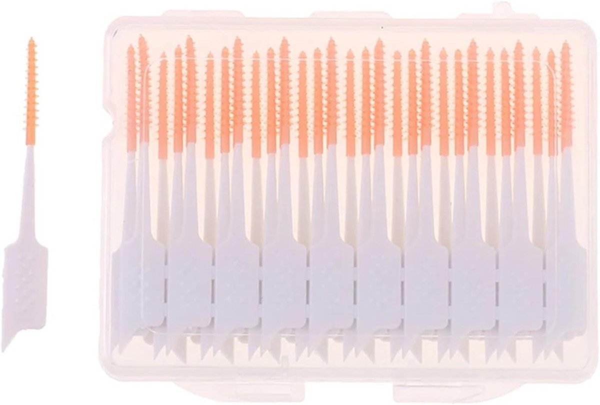 Interdentale borsteltjes - Tandenstokers set - Mondhygiëne verbeteren - Ergonomisch antislip ontwerp - 40 stuks - Oranje