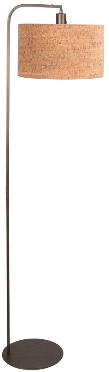 Vloerlamp Stang 4799BR - Bronskleurig met beige kurkstructuur kap, 152 cm hoog, kantelbaar, Steinhauer