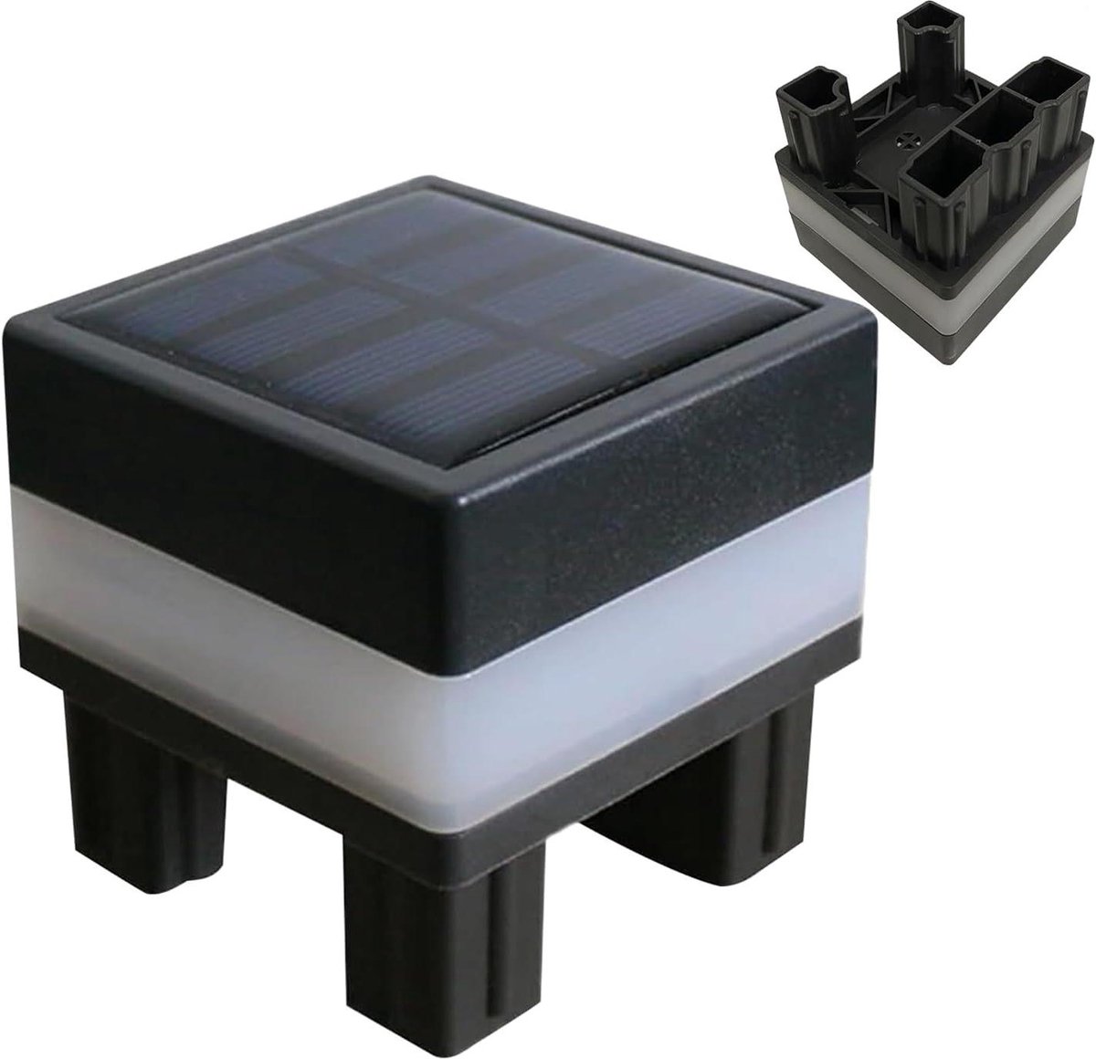 Zonnepalen - Tuinlampen - Buitenverlichting - Tweekleurig instelbaar - 7x7cm - Zwart