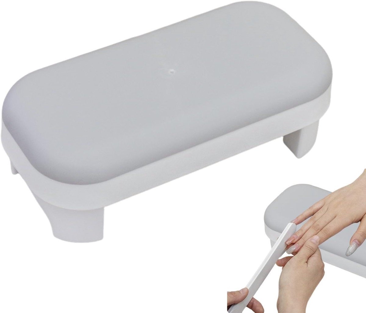Nagel Armsteun - Handkussen Manicure - Nagels Stylen - Afneembaar Ontwerp - 26.5 cm Lengte - Wit