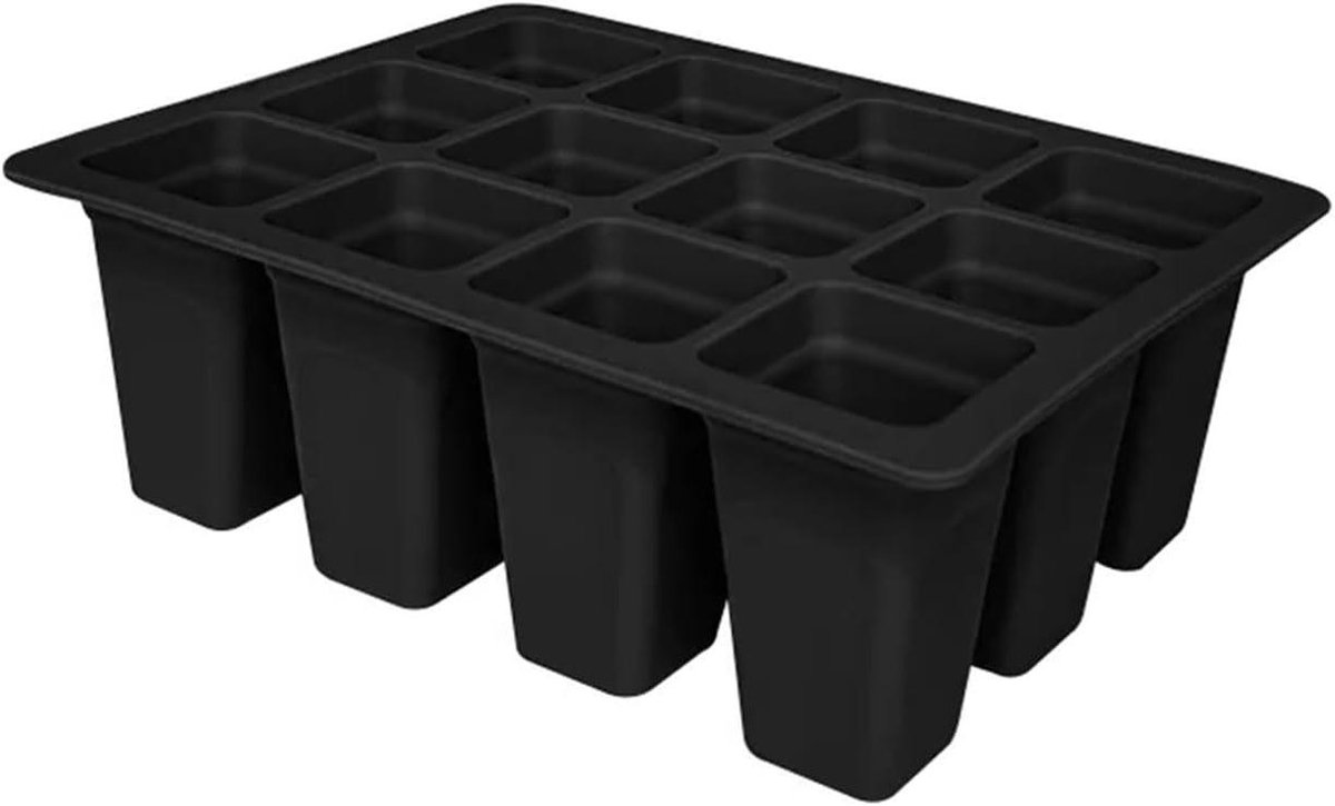 Zaadbakje - Kweekbakjes - Zaden Starten - Herbruikbaar Siliconen - 18x14x6 cm - Zwart