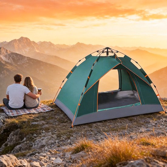 Jently tent - kampeertent - opklaptent - opvouwbare backpacktent - 2 persoons - 200 x 150 x 110 cm — afbeelding 4