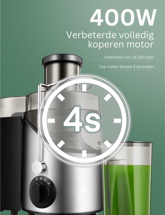 Slowjuicer Sapcentrifuge - fruitpers met 3 standen BPA-vrij — afbeelding 3