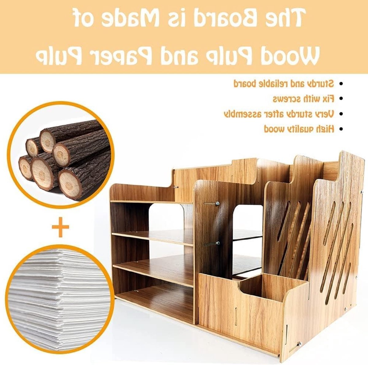 Houten Bureau Organizer met Lade, Ruimtebesparende Opbergdoos voor Kantoor, School en Thuis, Ideaal voor Kantoorbenodigdheden en Decoratie — cadeau in Wonen & Interieur - foto 2