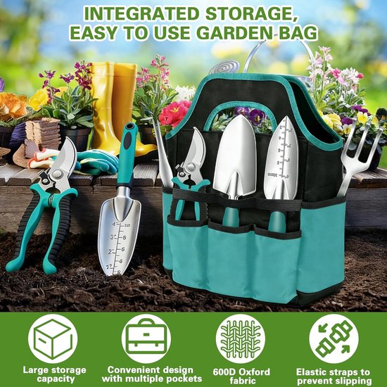 Tuingereedschap Set - Complete Tuinset met Handgereedschap - Inclusief Schep, Hark & Snoeischaar - Ergonomisch & Duurzaam - Ideaal voor Tuin, Balkon & Cadeau van Tuingereedschap. — afbeelding 5