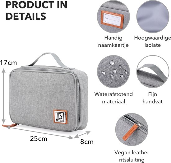 Brisby 4 Laags Geïsoleerde Koeltas - Lunchtas 2.5 liter - Lichtgrijs van Brisby — afbeelding 5