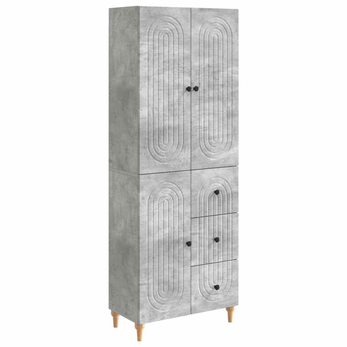 vidaXL Kast - Set - 2 - st - Betongrijs - 66 - x - 34,5 - x - 90 - cm - Bewerkt - hout