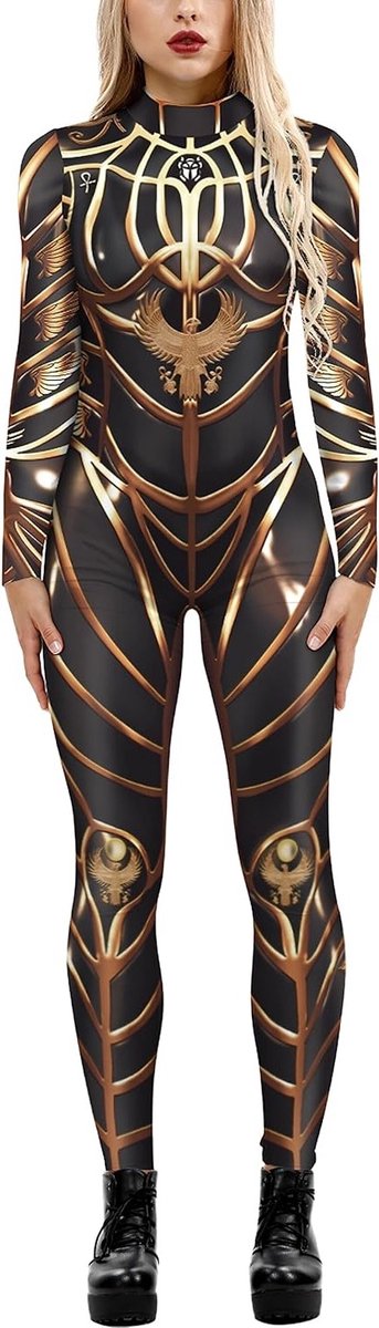 Halloween Kostuum Dames Skelet Cosplay Catsuit Overalls voor Carnaval - Maat S, M, L, XL, Perfect voor Feestjes en Verkleedpartijen