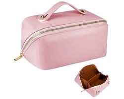 CenZ® Toilettas, Make Up Tasje, Make Up Koffer, Beautycase, Make Up Organizer, Makeup Tas, Reis Toilettas, Reistas, Toilettas Dames, Make Up Organizer, Make Up Etui, Beautycase Koffer, Cosmetica Tas, Verjaardag, Moederdag, Valentijnsdag, ROZE