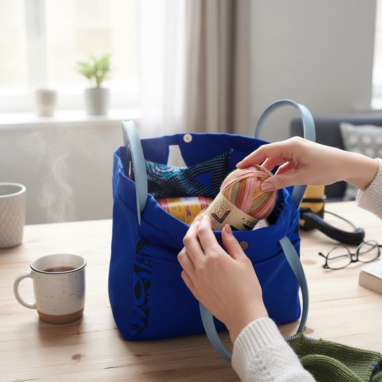 Sac de tricot - sac de crochet - rangement de laine - sac pour laine - sac pour fournitures de crochet - sac pour fournitures de tricot - fait main - Imprimé coloré frappant - Sac de projet – sac de tricot fait main – sac de crochet