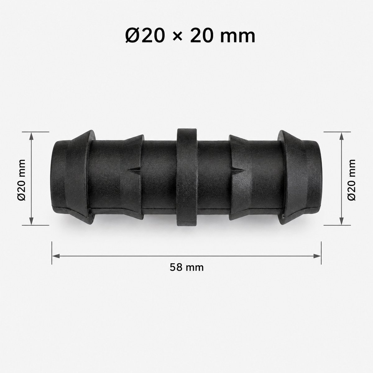 Slangverbinder Ø20 x 20 mm voor Druppelslang en Tyleenslang – 10 Stuks – Geribde Slangtule / Barbed Connector – 10 Stuks