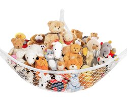 Cuddly Opbergnet voor Pluche Dieren, Grote Hangmat voor Knuffels, Speelgoednet voor Kinderkamer Decoratie en Wandopslag