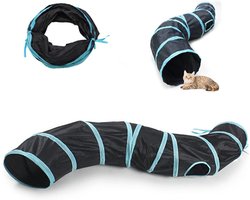 JeiibrZui KattenTunnel - Blau-S - 2-Weg Vouwbaar Speelgoed - Polyester Met Stalen Veer - Voor Binnen En Buiten