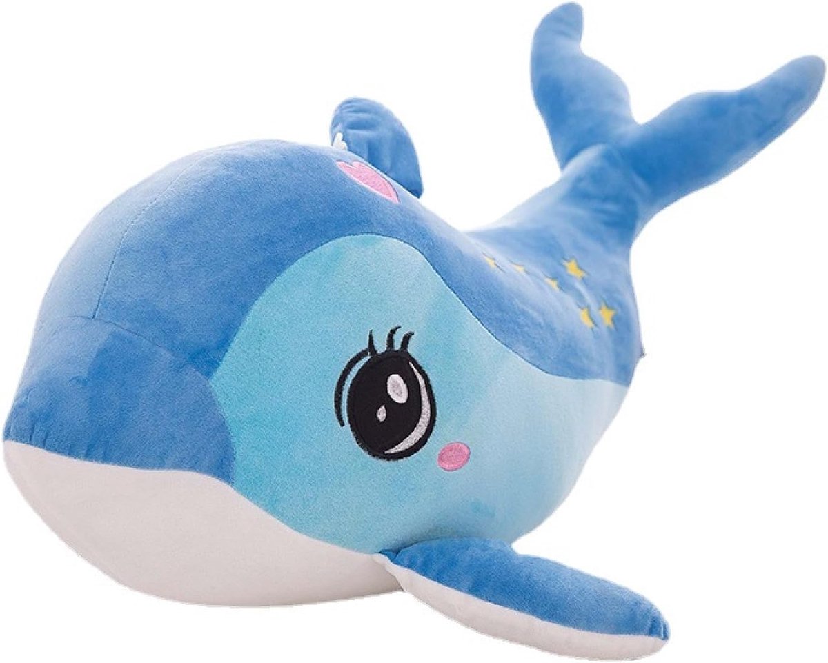 JeiibrZui Knuffel Dolfijn - Zacht Pluche Knuffeldier En Kussen - 40 Cm - Blauw - Ideaal Voor Kinderen En Babies - Perfect Cadeau Voor Slaap En Speelplezier