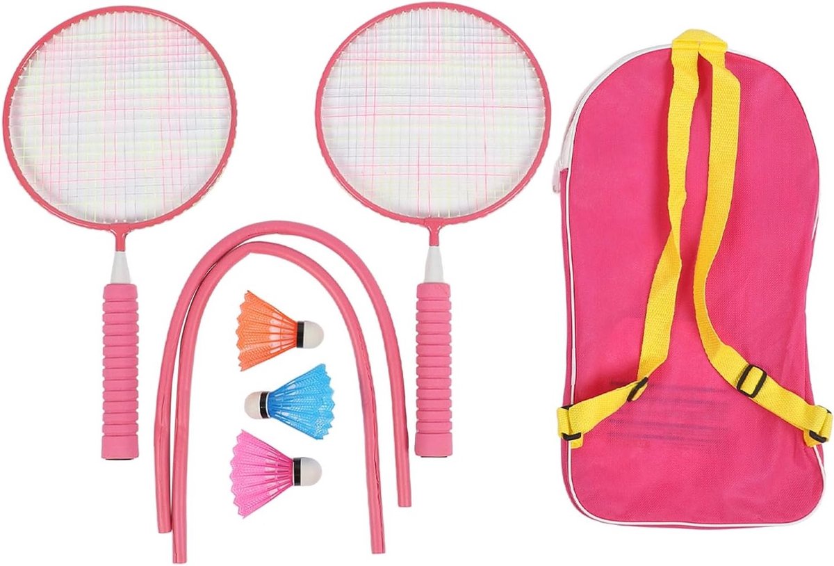 Complete Badminton Set voor Kinderen met Lichtgewicht Rackets, 3 Shuttlecocks en Draagtas - Geschikt voor 3 tot 12 Jaar