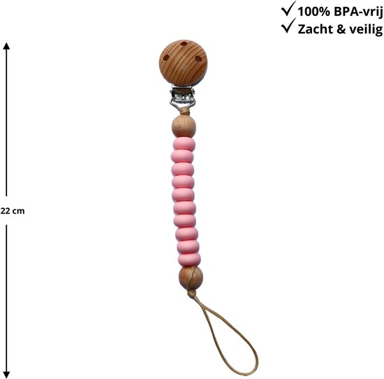 Zibbi Nordic Speenkoord Baby Pink - Luxe Siliconen Speenclip - BPA Vrij van Zibbi — afbeelding 2