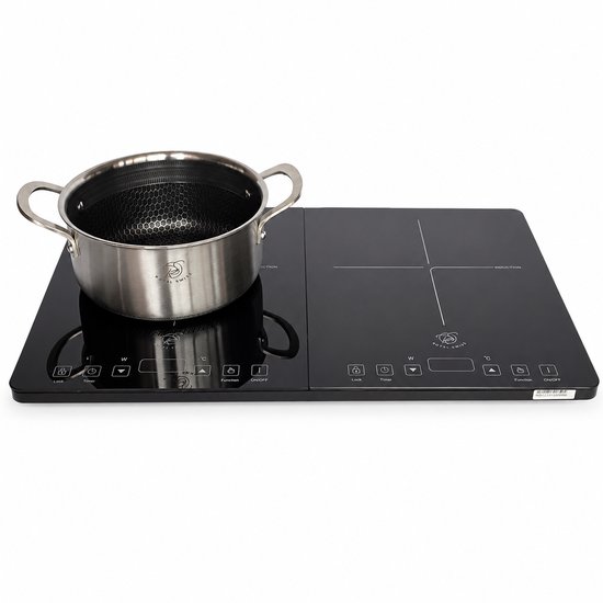 Royal Swiss® Inductie Kookplaat Vrijstaand – Dubbele Kookplaat – 2 Pitten – 3500W – Touchbediening – Zwart